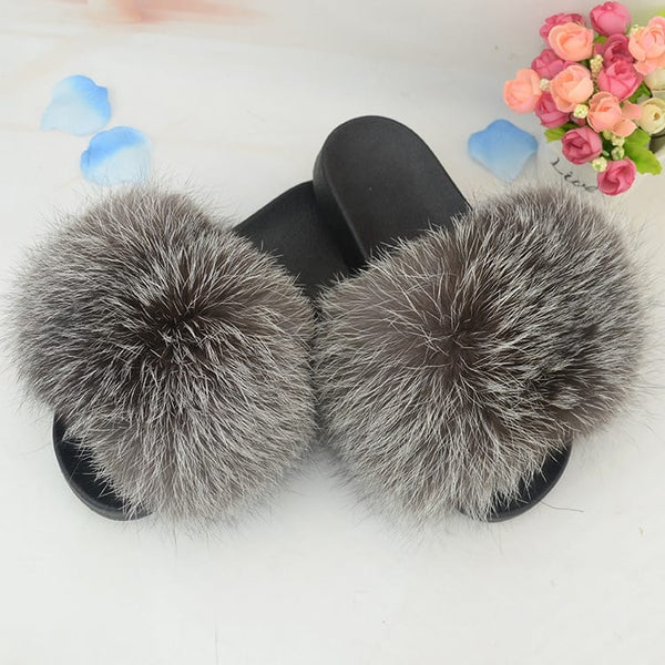 Cute Plush Fox Hair Fluffy Slippers