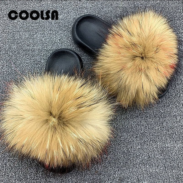 Cute Plush Fox Hair Fluffy Slippers