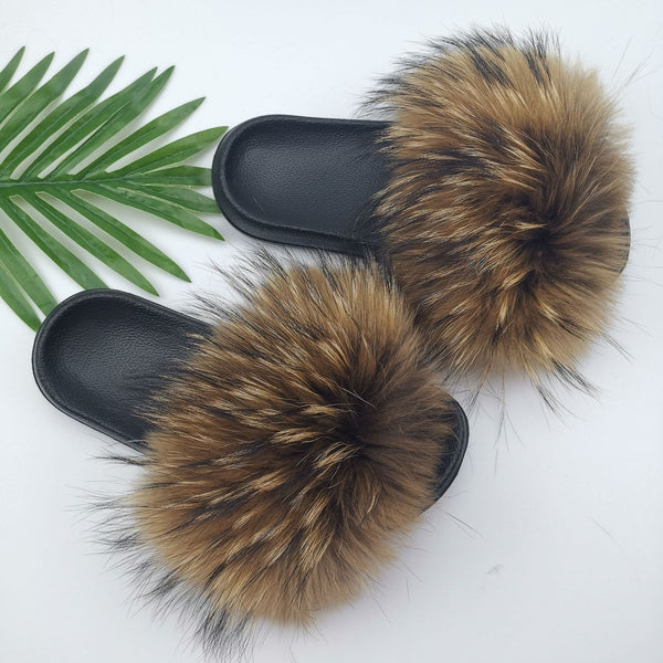 Cute Plush Fox Hair Fluffy Slippers