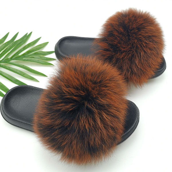 Cute Plush Fox Hair Fluffy Slippers