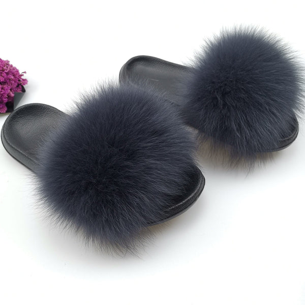 Cute Plush Fox Hair Fluffy Slippers