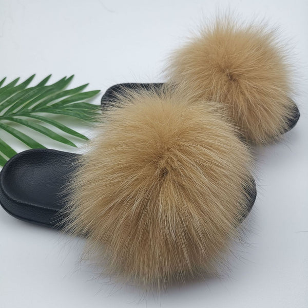 Cute Plush Fox Hair Fluffy Slippers