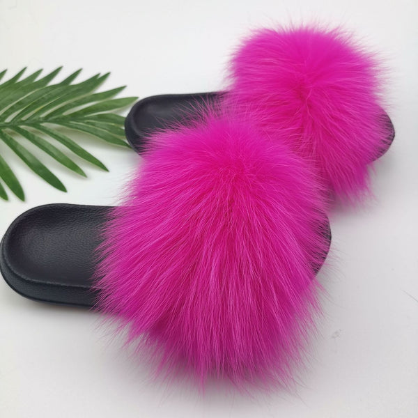 Cute Plush Fox Hair Fluffy Slippers