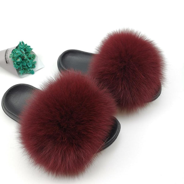 Cute Plush Fox Hair Fluffy Slippers