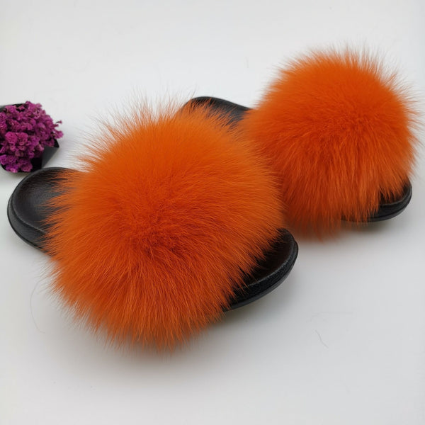 Cute Plush Fox Hair Fluffy Slippers