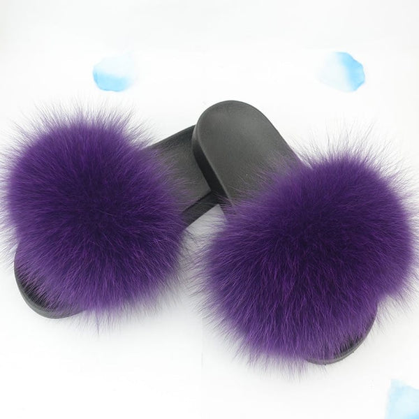 Cute Plush Fox Hair Fluffy Slippers