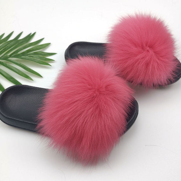 Cute Plush Fox Hair Fluffy Slippers