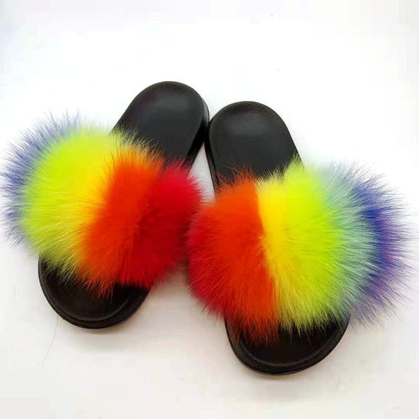 Cute Plush Fox Hair Fluffy Slippers