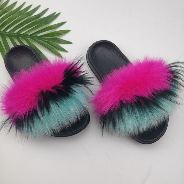 Cute Plush Fox Hair Fluffy Slippers