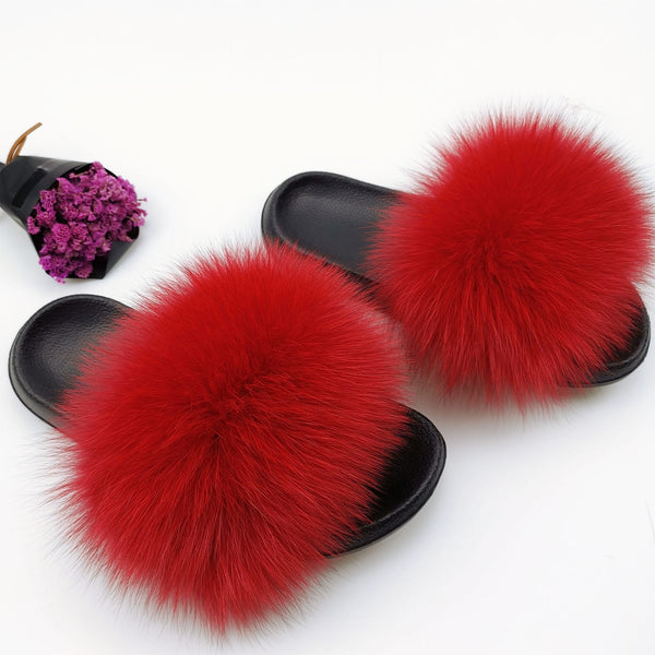 Cute Plush Fox Hair Fluffy Slippers