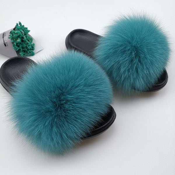 Cute Plush Fox Hair Fluffy Slippers