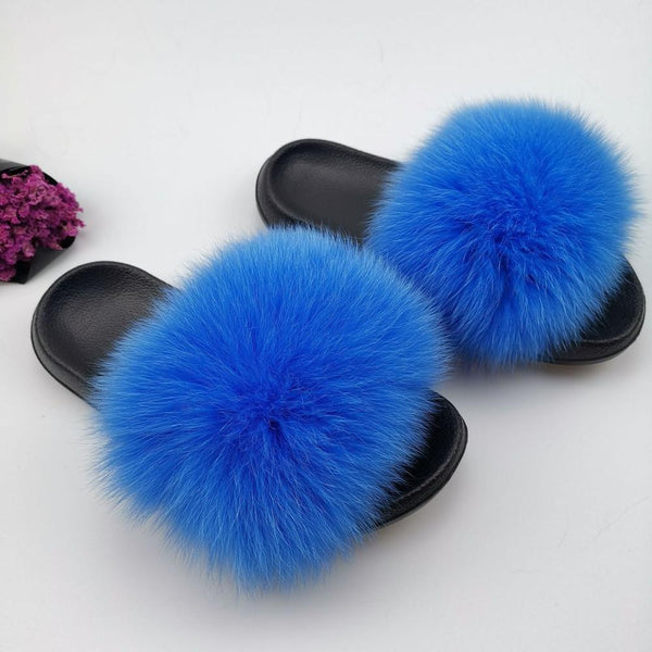Cute Plush Fox Hair Fluffy Slippers