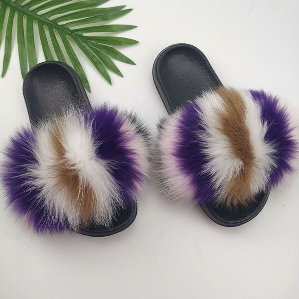 Cute Plush Fox Hair Fluffy Slippers