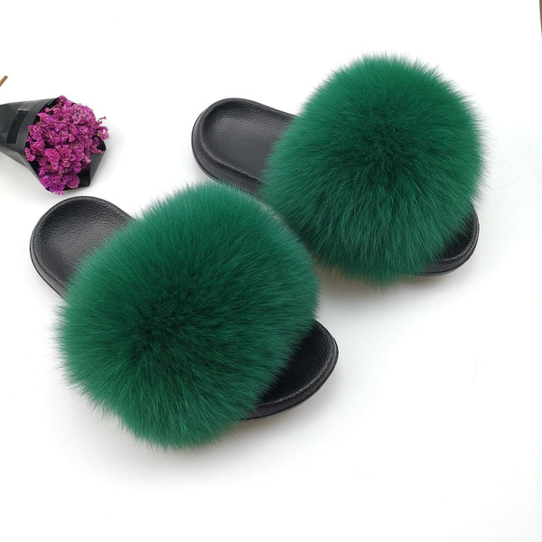 Cute Plush Fox Hair Fluffy Slippers