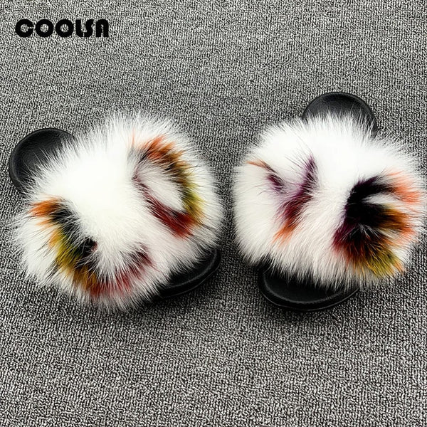 Cute Plush Fox Hair Fluffy Slippers