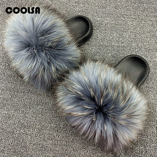 Cute Plush Fox Hair Fluffy Slippers