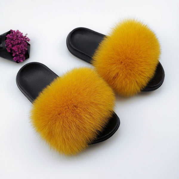 Cute Plush Fox Hair Fluffy Slippers
