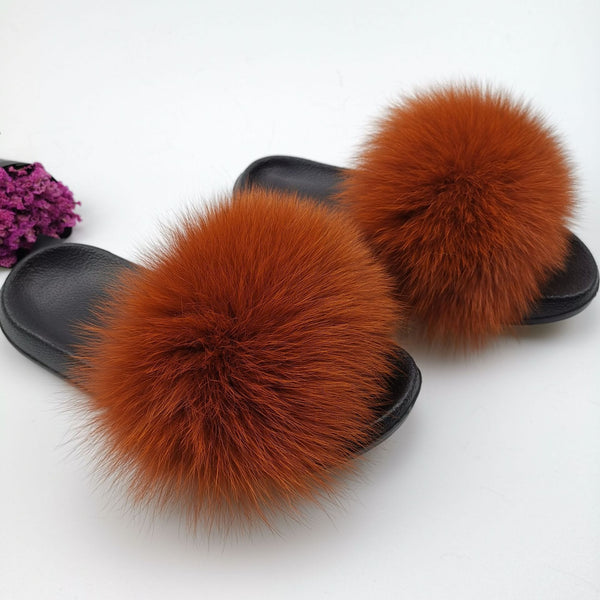 Cute Plush Fox Hair Fluffy Slippers