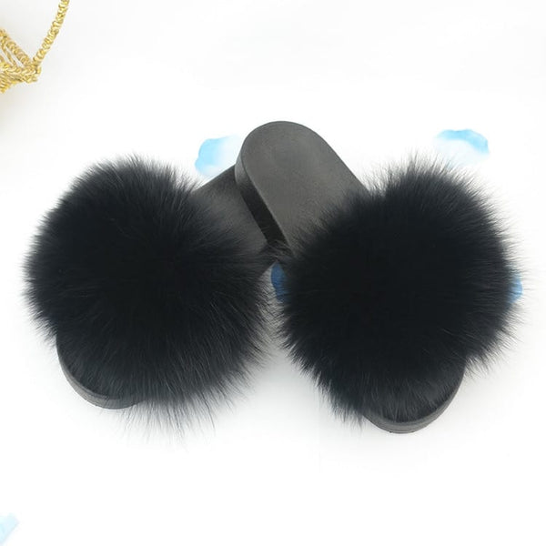 Cute Plush Fox Hair Fluffy Slippers