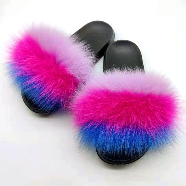 Cute Plush Fox Hair Fluffy Slippers