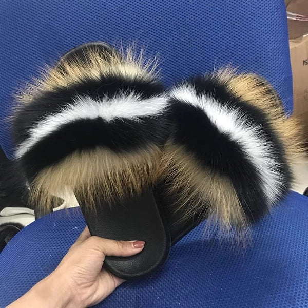 Cute Plush Fox Hair Fluffy Slippers