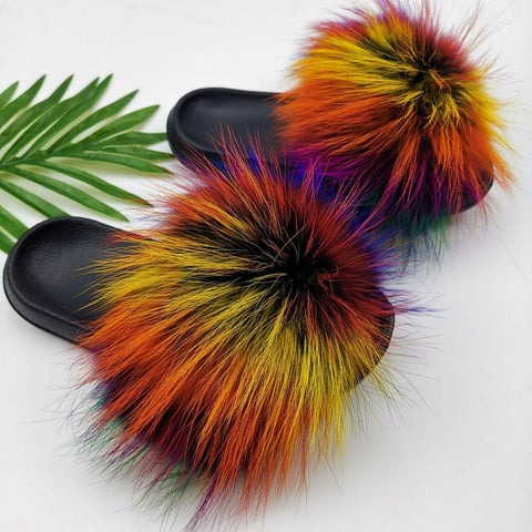 Cute Plush Fox Hair Fluffy Slippers
