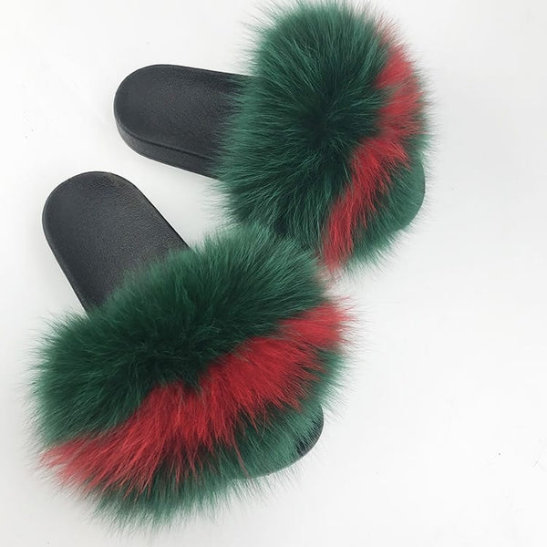 Cute Plush Fox Hair Fluffy Slippers