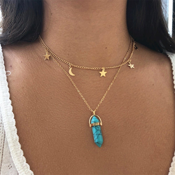 Star Pendant Tattoo Choker Necklace for Women